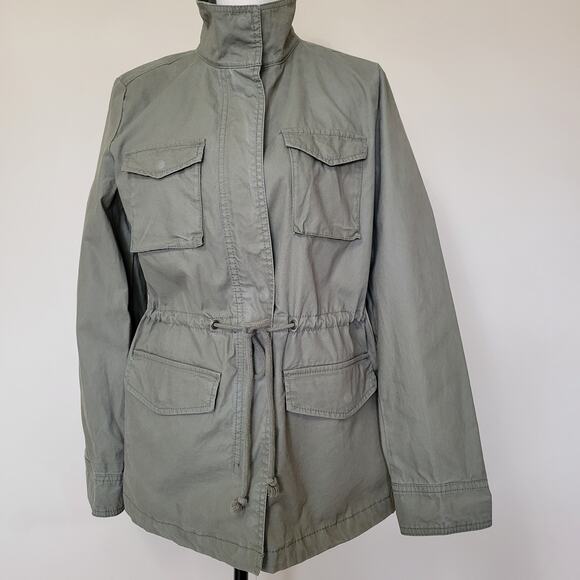 EUC Old Navy Women's M Utility Military Field Jacket Cinch Waist Green - Picture 1 of 16